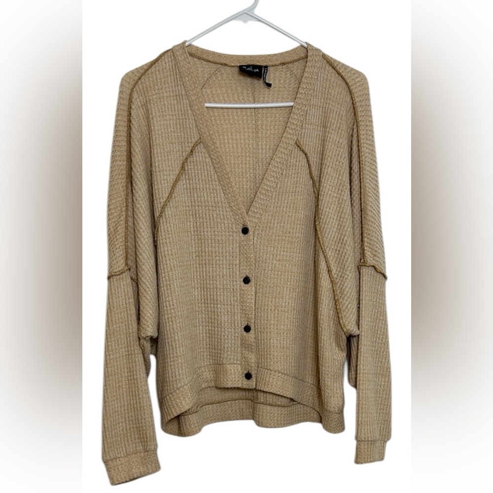 Urban Outfitters Ultra Soft Oatmeal Waffle Knit Crop Oversized Top Size SP